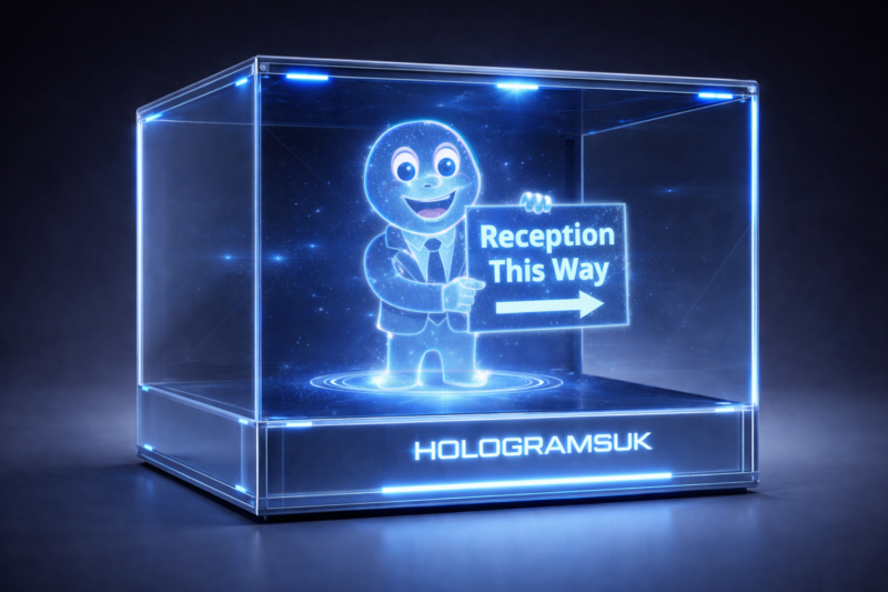 Holograms UK Rectangle Cabinet Reception This Way