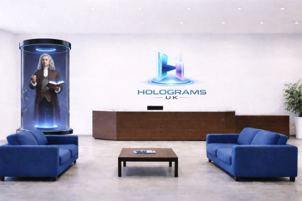 Isaac Newton in a futuristic display